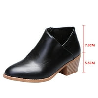 DMQupv široke širine čizme za žene ravne pete Ženske cipele s čvrstim cipelama Kompletne čizme Visoke