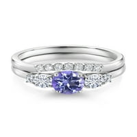 10k bijelo zlato tanzanite plavi mistik Topaz bijeli moissan i bijeli laboratorij uzgojili dijamantni kameni modernim angažmanom vjenčanog prstena za žene