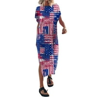 Dnevna haljina za nezavisnost za žene zastava tiskane haljine za plažu duge maxi