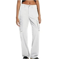 Ženske hlače Y2K pantalone Jogger Loose hlače u boji labave udobne pamučne hlače bijele s