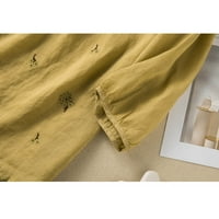 Ženski pad vrhovi Dame Loase Ramie košulja Veze dugih rukava Dizajn pamučnog tankog stila gornje majica
