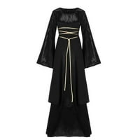 Joau Noć vještica za žene Kvadratni izrez Ruched pune dužine Vintage Gothic Court haljina srednjeve