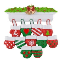 Personalizirani obiteljski Božićni Xmas Tree Bauble Decoration Ornament Mittens Obiteljski Božićni odmor