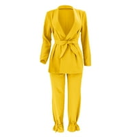 IOPQO Womenska jakna odijela Dame 'Solies' Solies Color Tie Dugi rukava TOP modne casual beamtie hlače