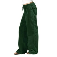 Plus size Ženske pantalone Čišćenje Žene Ležerne prilike u boji Modni džep Elastični struk ravne hlače
