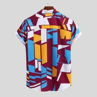Košulje za muškarce Kontrastno kolor geometrijski ispisani Okreni ovratnik s kratkim rukavom