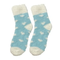 Shulemin par ženske čarape nejasne lepršave rastezljene super meke koraljne fleke Ljubav srca Jesen
