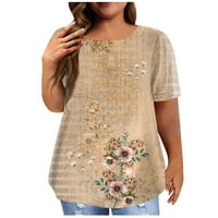 Apepal Plus veličine za žene Ljeto cvjetne tiskarske košulje s kratkim rukavima s kratkim rukavima Slobodne