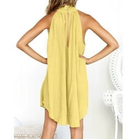 Haljina za žene, žensko za odmor nepravilne haljine dame Ljeto na plaži bez rukava rukavica žuta 2xl
