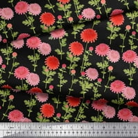 Soimoi Poly Georgette Tkaninski listovi i krilantemum cvjetno otisnuto zanatsko tkanina od dvorišta