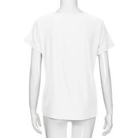 Ženske bluze Ženske modne ljeto labavo od ramena majica kratkih rukava bluza bijeli xxl