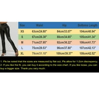 Wozhidaoke hlače za žene Skinke visoke elastične hlače setovi crne casual bočne proreze PU kožne hlače