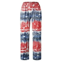 Miayilima casual pantalone za žene Ležerne prilike neovisnosti Američka zastava Štampanje hlače Baggy elastična stručna pantalona široka noga sa džepom Veličina veličina rublja S