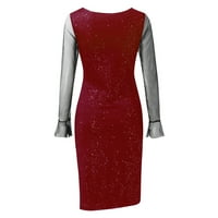 Dame haljina s dugim rukavima V CALDCON Vidi kroz mrežne ženke Trendi Dating MONEENMOON Formalno slatka