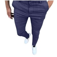 Muškarci Ležerne prilike Sportske hlače Modni muškarci Casual Slim Fit Plaid Court patentne pantalone
