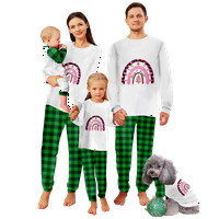 Odgovarajući božićni pidžami Postavlja Božićnu bivolu Plastirane pruge tiskane veličine za odrasle-djecu-baby-kućni