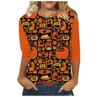 Apepal ženski Halloween grafički print okrugli vrat pulover rukave majica Ginger S