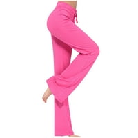 Jalioing ženski joga pantski rastegnuti visoki struk pune boje vrećice široke noge ugodne trenerke