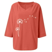 Slatki ljetni vrhovi modni ženski ljetni V-izrez kratki rukav za ispis ležerne majice Bluze Ženske vrhove