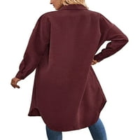 Glonme Cardigan kaput za žene Labavi odmor Kaputi moda sa džepom jakne Claret XL