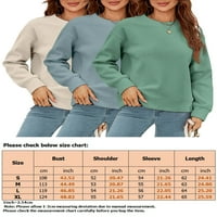 Glookwis Ženske pulover solidne boje topla majica casual ravnica vrhovi posadni vrat dugih rukava mailica