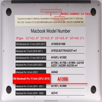Kaishek kompatibilan MacBook Pro S Case objavljen model A1398, plastična poklopac školjke tvrdog kućišta