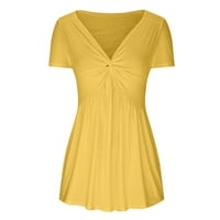 USMixi ženski vrhovi modni prednji uvijni košulje na pločice rubne rublje Ljeto slatko čvrsti V-izrez