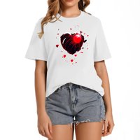 Crveno srce Trendi grafički čaj za žene - majica kratkih rukava s jedinstvenim darovima tiskanog tiskanog