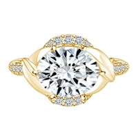 2. Carat ovalni oblik Moissine & Prirodni dijamantni prsten 14K Čvrsto žuti zlatni prsten veličine-8