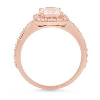 2.07ct smaragdni rez ružičasti simulirani dijamant 18k ruža Gold Gold Anniverment HALO prsten veličine