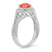 1.3ct okrugli rez Crveni simulirani dijamant 18k bijeli zlatni godišnjica Angažovanje halo prstena veličine