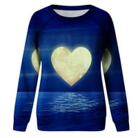 SkPabo Love Heart Duks za žene Valentinovo poklon pad pulover vrhovi grafičkih majica dugih rukava