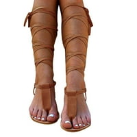 Sandale za žene Ljeto otvoreno-nožni kaiš Rimske trake za vjetrove Platine cipele Velike veličine slajdova
