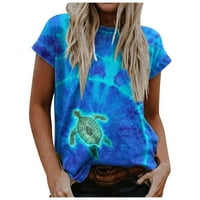Košulje za ženske ležerne vrhove Sea kornjača tiskani kratki rukav labav plaža FIT TEE majica