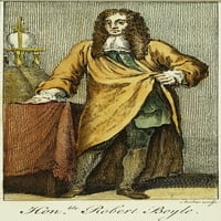 Robert Boyle. Nbrithish fizičar i apotekar: Bakreni graviranje u boji 18. stoljeća. Poster Print by