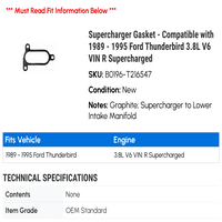 Brtva Supercharger - kompatibilna sa - Ford Thunderbird 3.8L V vin r Superchalged 1994