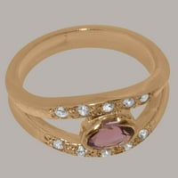 Britanci napravio je 10k ružični zlatni prsten sa prirodnim ružičastim turmalinskim i dijamantnim ženskim