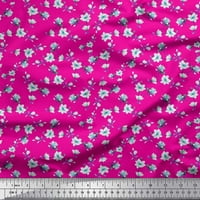 Soimoi Poly Georgette Listovi tkanine i magnolija cvjetni print šiva šibim tkanine