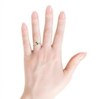 0.20ct okrugli rez prirodni smaragd i dijamant 14k žuto zlatni kameni prsten za žene pokloni