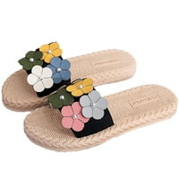 Semimay ženske cipele ljetne plažne papuče cvijeće imitacija slame tkanje ravnih papuča