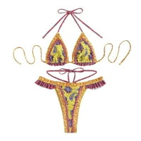 SHPWFBE kupaći kostim žena modni etnički print Halter remen Split bikini kupaći kostimi dva poklona