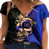 Žene Ležerne prilike kratkih rukava Ruža ruža Osnovne V-izrez T-majice