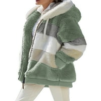 Coduop Ženska zima topli ogroman kaput Fuzzy Fleece Coat Fluffy patentni patentni patentni kombinirani