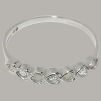Britanci izrađeni 18k bijeli zlatni prirodni dijamant i Opal Ženski godišnjice - Opcije veličine - Veličina