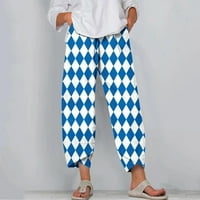 CLLIOS WOMENS PLUS size pamučne posteljine hlače Ljeto Visoko struk pant labavi fit udobne pantalone
