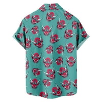 Bluze za muškarce za odrasle djeca Mengen Demon Print Pamuk kratkih rukava Havajske košulje za muškarce