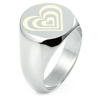 Sterling srebrni hipnotički ljubavni srčani ugravirani okrugli ravni vrhunski polirani prsten