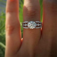 Rong yun modni prstenovi Ženski okrugli bijeli cirkon zaručni prstenje veličine 6- bijeli 5