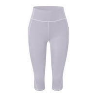 Zkozptok Ženske hlače Solidne joge hlače Stretske gamaše Capris fitness Hladnjača, siva, l