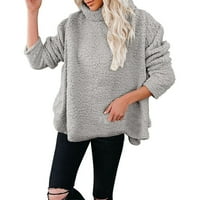 Vremenski ručni modni pulover za žene okrugli vrat na dugih rukava, dukserice bez rukava, siva, xl